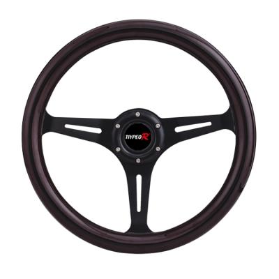 China Fashion Factory Wholesale 350MM Solid Wood Material Steering Wheel Racing Steering Wheel for sale