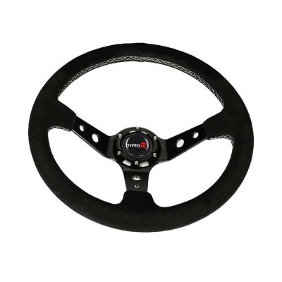 China Sports Sweden Racing Custom Car Steering Wheel Frame 350mm Yellow Pink Stripe Aluminum Steering Wheel for sale