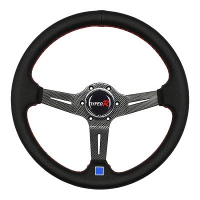 China Sports Racing Modified Accessories Deep Dish Universal Leather Racing Steering Wheel Drift Sports Steering Wheel for sale