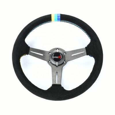 China Sports factory quality steering wheel 350mm velvet leather steering wheel for sale