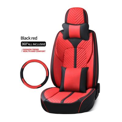 China Sports fashion racing cushion cover 5pcs set red and black sports style car leather seat covers universal for sale