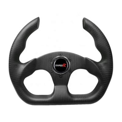 China Hot Selling Stylish Pure Black Sports GM Steering Wheel Carbon Fiber 320MM Pure Black Racing Steering Wheel for sale