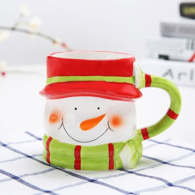 China Custom Ceramic Christmas Viable 3d Santa Mug Coffee Cup for sale