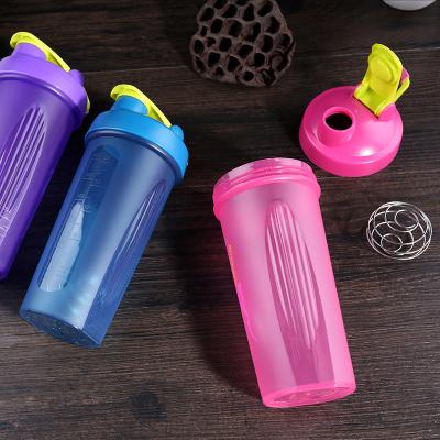 China Viable BPA Free Colorful Gym Sports Plastic Shaker Bottle For Protein With Mixing Ball for sale