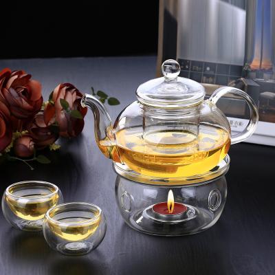 China 1000Ml Large Borosilicate Pyrex Glass Sustainable Teapot With Removable Stainless Steel Stovetop Loose Leaf Tea Infuser Safe Tea Kettle for sale