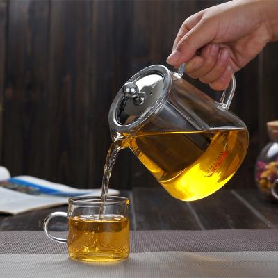 China High Borosilicate Glass Tea Set Flower Teapot Brewing Filter Tea Maker Viable Heat Resistant Tea Kettle for sale