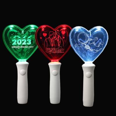 China Concert Custom LOGO design concert party festival rose star heart shape led flashing light stick for sale