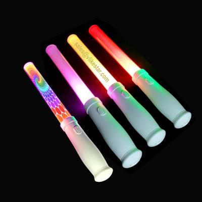 China Concert Custom LOGO color printing party concert wireless remote controlled led glow handheld flashing support light up stick for sale