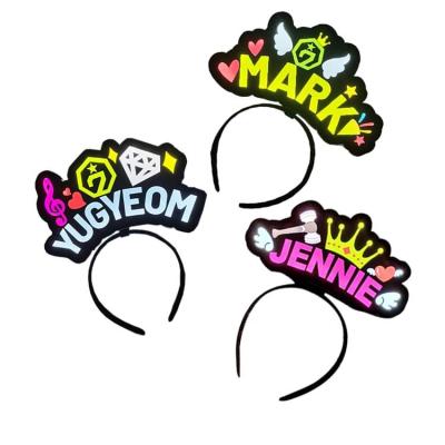 China Concert customized flashing Acrylic shape headband LED glow light up party concert hairband for sale