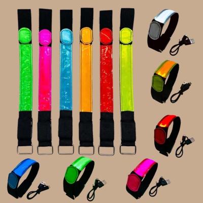 China Fast flash Custom logo events party concert activities led flashing light glowing up rechargeable bracelet wristbands for sale