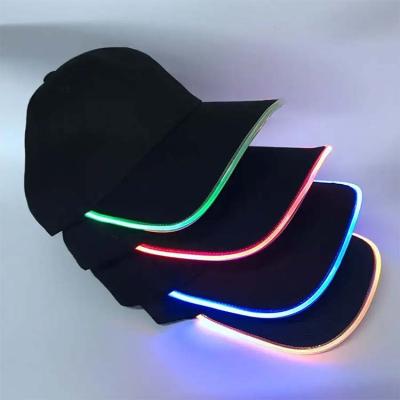 China Cotton or Polyester or Custom Customized Team Bettery Powered LED Fan LOGO Sports Events Party Baseball Flashing Light Up Hats for sale