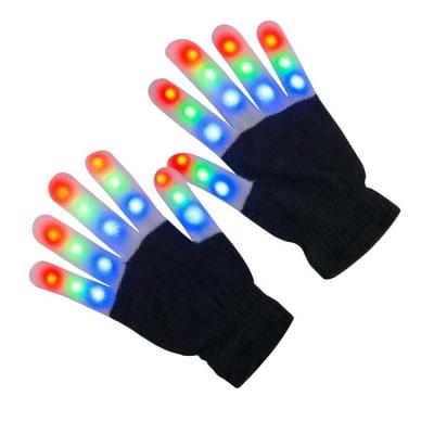 China Acrylic Supplier Kids Party Festival Party Adult Fiber+Nylon Halloween Finger Glowing Flashing Light Led Mittens for sale