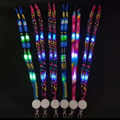 China Cheap Price Nylon LOGO Manufacturing Custom ID Card 15 Colors Flashing Led Card Light Nylon Lanyards for sale