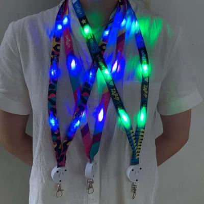 China Suppliers Colorful LOGO Customize Printed Cheap Price Nylon LED Light Nylon Lanyard for sale