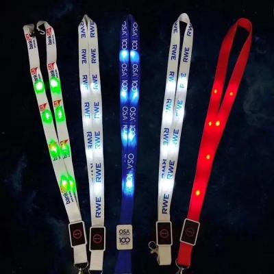 China Nylon Promotional Party Club Custom Printing Led Flashing Flashing Lanyard for sale