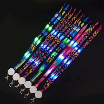 China Shenzhen Nylon Supplier Customized Color LOGO Printed LED Flashing Light Up Nylon Lanyard for sale