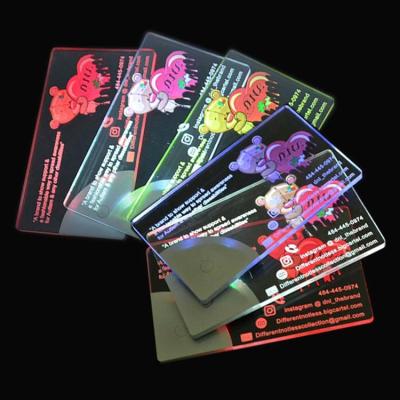 China Acrylic +ABS Shenzhen Supplier Acrylic Custom Printed Invitation Business Led Pocket Light Up Cards for sale