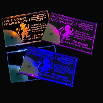 China Custom Printing Cheap Price +ABS Pocket Acrylic Business Greeting Invitation Acrylic Manufacturing Lighting Up Led Light Card for sale