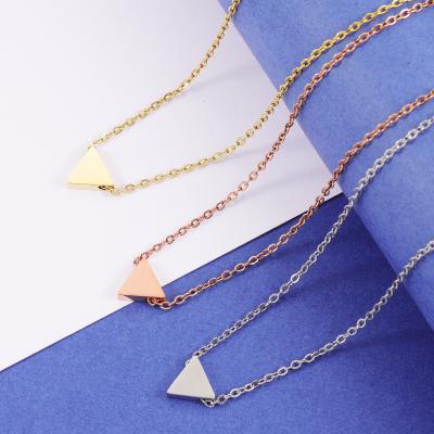 China High quality Polish jewelry mirror stainless steel charms jewelry Europe and America geometric unique triangle pendant necklace for sale