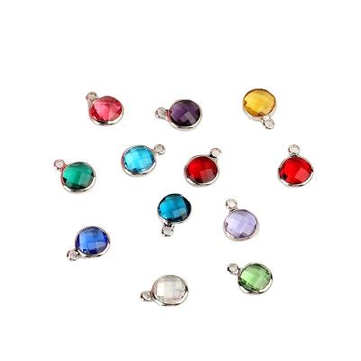 China Wholesale Birthstone Charms Rose Gold Filled Colorful Crystal Gold Wholesale Silver Birthstone Charms For Diy Accessories Jewelry Making for sale