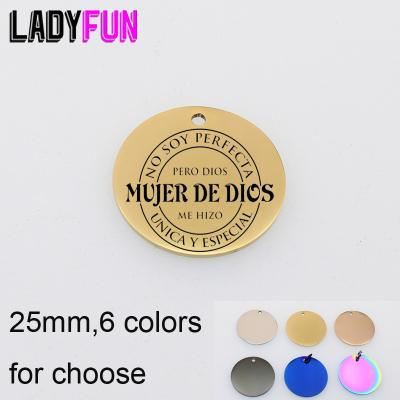 China The Other Perfecta Pero Charm Spanish Pendant Stainless Steel Laser Logo 10pcs Soy DIY Charms Message Mujer De Dios No For Jewelry Making for sale