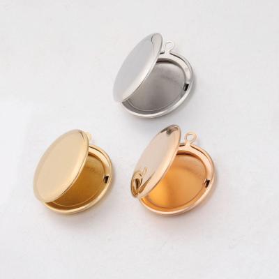 China Other Ladyfun 20pcs 30*27mm Round Mirror Polish Photo Charms Stainless Steel Picture Picture Box For Diy Jewelry Making for sale