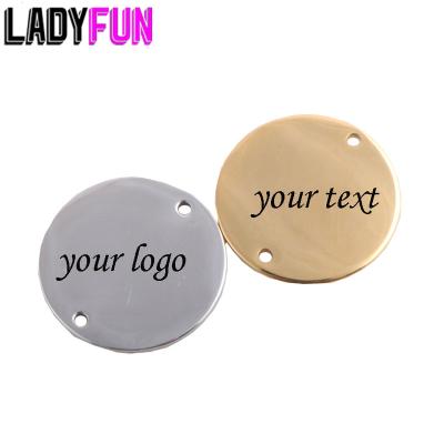 China Other 20mm Stainless Steel Two Holes Bracelet Charm Custom Your Own Logo Mirror Surface High Quality 50pcs/lot for sale