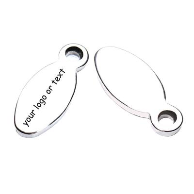 China Ladyfun 2019 Custom Metal Other Pendant Logo Tags-Mini Oval Steel Charms 4x10mm-Customizable for Necklace Tags 50pcs a lot for sale