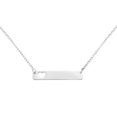 China Other Spare Part Heart Silver Rectangle Stainless Steel Blank Bar Pendant Necklaces for sale