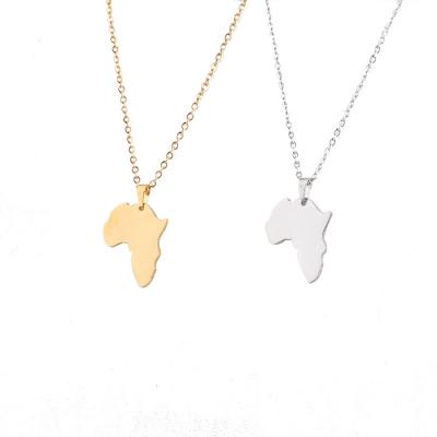 China Other High Quality Stainless Steel Africa Map Necklaces Gold Color Pendant Jewelry For Women Men for sale