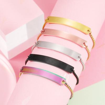 China Ladyfun BOHEMIA Stainless Steel Mirror Polished Curved Sliver Tube Band Blank Box Weld Chain Bracelets For DIY Logo Name Jewelry Custom for sale