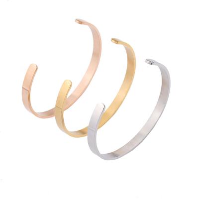 China TRENDY Gold Plated Custom Diy Jewelry Cuff Bracelets Engravable Stainless Steel Cuff Bracelets For Women for sale