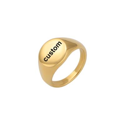 China CLASSIC Bridesmaid Ring Mom Best Friend Custom Ring Minimalist Gifts Bridesmaid Personalized Custom Engravable Stainless Steel Seal Signet for sale