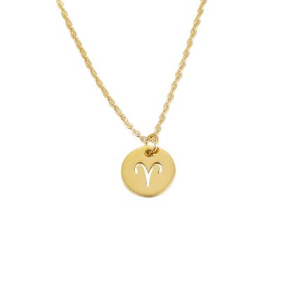 China Cute Zodiac Necklace Custom Jewelry Gold Color 12 Stainless Steel Jewelry Zodiac Pendant Charms Necklace for sale