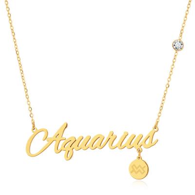 China Newest Vintage Stainless Steel Jewelry Zodiac Sign Necklace Design Custom Women Girls Name Necklace Gold Plated Horoscope Necklace for sale