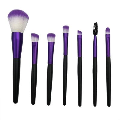 China Angular Blush Merrynice Custom 7pcs purple silicone makeup brush with logo for sale