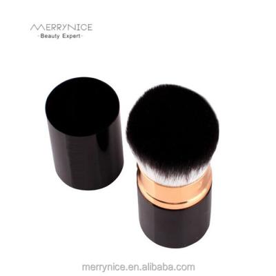 China Wooden Nylon hair retractable powder brush,aluminum retractable cosmetic brush,retractable makeup brush for sale