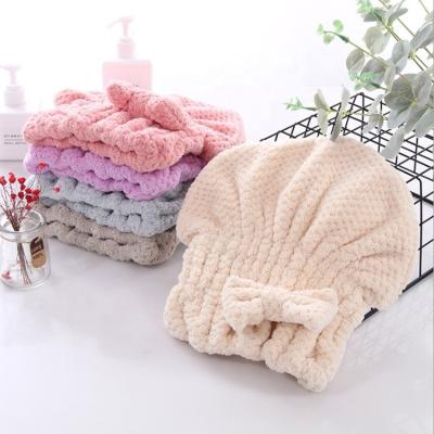 China Safe Cheap Microfiber Fleece Hair Drying Coral Hat For Kids for sale