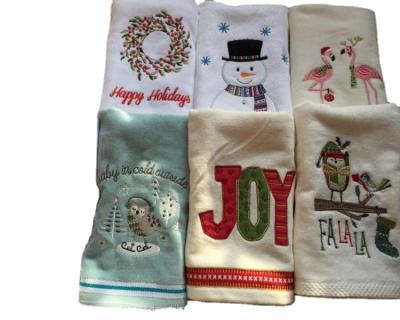 China Christmas QUICK DRY Cotton Towel Absorbent Face Towel Embroidered for sale