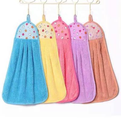 China Fleece Hand Towel Kitchen Towel Sustainable Super Soft Coral Hanging Towel for sale