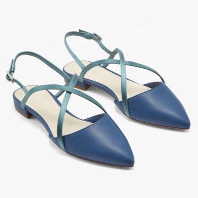 China Anti-Smell Back Strap Women Comfortable Mules Work Shhoes Closed Pointed Toe Flat Shoe for sale