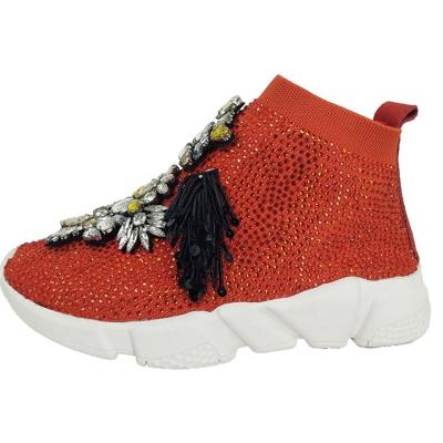 China Luxury Rhinestone Fashion Casual Shoes Crystals Flat Sneakers Women Anti-slippery for sale