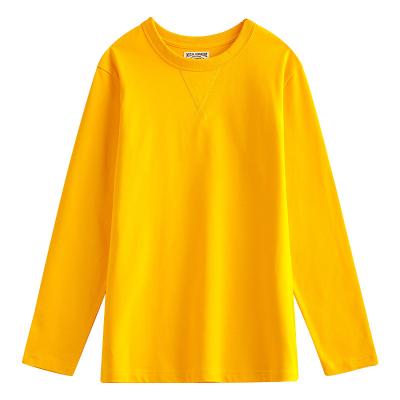 China New Style Anti-Wrinkle Fleece Men's Custom Yellow T-Shirt 270G Long T-Shirt 100% Cotton Full Sleeve Oversized Gym T-shirt for sale