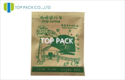 China Ziplock Brown Kraft Paper Coffee Bags Three Side Sealed Aluminum Foil for sale