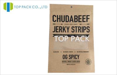 China 2.5 Ounce Food Grade Beef Jerky Kraft Paper Packaging Bag Transparent Window for sale