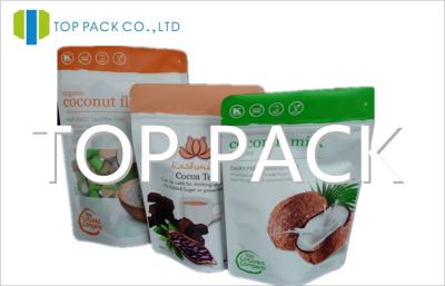 China Moisture Proof Snack Packaging Bags Coconut Powder Window Zipper Stand Up Pouch Bag for sale