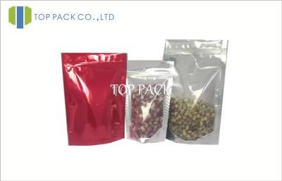 China Clear Foil Stand Up Plastic Pouches For Tea Packaging , Resealable Front Transparent for sale