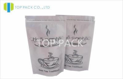 China Sliver Foil Stand Up Tea Packaging Bags / Eco-Friendly foil stand up zip pouch for sale