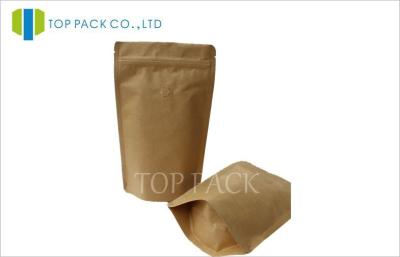 China Stand Up Coffee Kraft Paper Packaging , Kraft Zip Bags Food Grade 250gram for sale