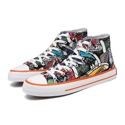 China Wholesale Casual Wild Korean Style High Top 2021 New Canvas Shoes Men's Insti Spring Graffiti Anti-slippery High Top Board Shoes for sale